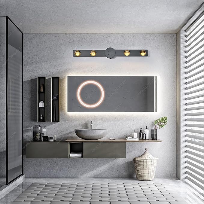 Garwarm Modern Ceiling Light Track Lighting, 31.5 Inch Dimmable LED Kitchen Ceiling Light Fixture with Remote 4-Light LED Chandelier Wall Sconce for Bedroom Dining Room Black