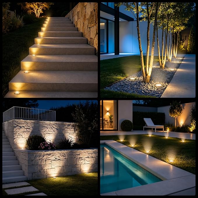 OULONGER Solar Ground Lights 16Pack, Garden Solar Outdoor Waterproof Pathway Bright In-Ground Lights Outdoor Lighting Decor for Lawn, Patio, Yard, Driveway,Walkway Warm Light