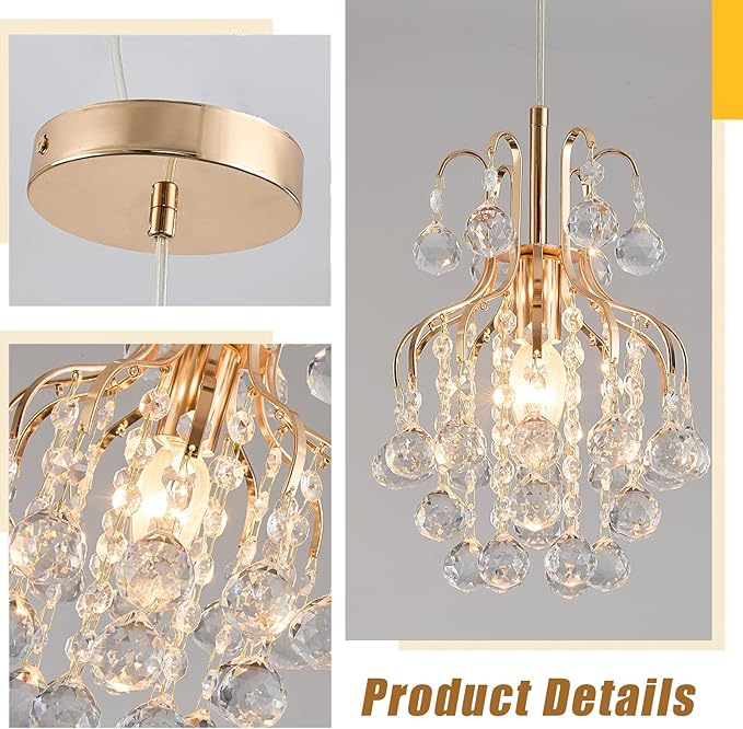 Surpars House Elegant Mini Chandelier Crystal Pendant Light,Clear(Flush Mount Type)