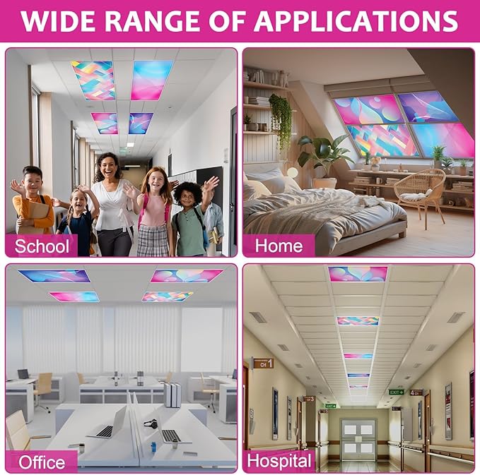 QOUBAI 4PCS Fluorescent Light Covers, 4x2 Feet Magnetic Light Cover Fluorescent Lights Shade Panel Positive Inspirational Ceiling Lights Filters for Office Classroom Home Drop Ceiling Neon