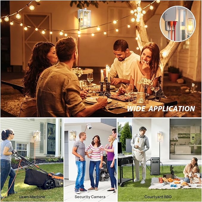 Dusk to Dawn Porch Lights with GFCI Outlets Waterproof Outdoor Wall Lights Exterior Lighting Fixtures Modern Outside Lights Wall Mount for House Patio Garage,White,11.8''H,1PC