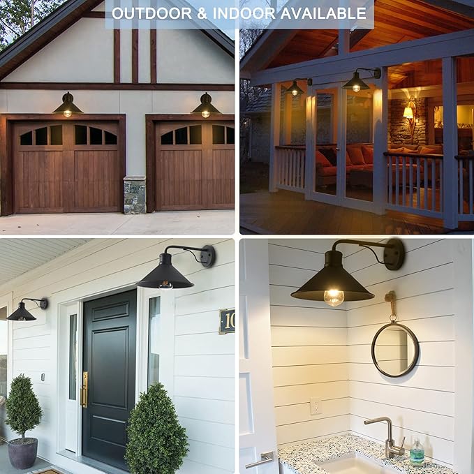3 Pack Outdoor Wall Lights Wall Mount for House Front Porch Wall Light Fixtures Matte Black Farmhouse Wall Sconce, Classic Barn Lights Outdoor & Indoor-E26 Socket