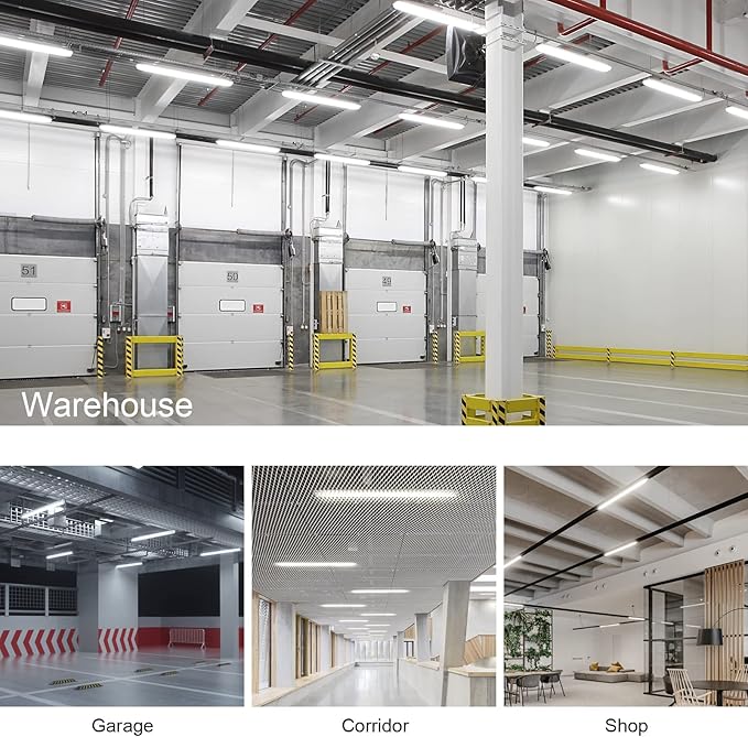 4 Packs 4FT LED Batten Light, Ultra-Thin Ceiling Surface Mounted Light, 40W, 4000K, IP20, LED Ceiling Lamp for Garage, Shop, Hallway, Office, Market, ver2