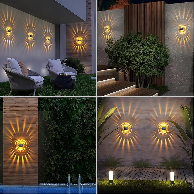 LYHOPE Solar Outdoor Lights, 6 Pack Solar Fence Lights IP65 Waterproof, LED Deck Light for Backyard Railing Patio Deck Fence Stair Railing Wall Outdoor Decorations(Warm White)