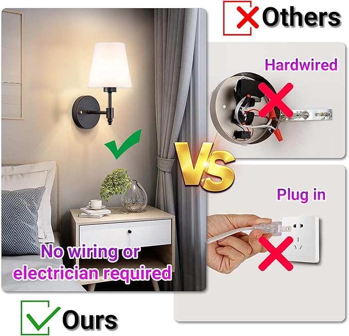 YHCDLAMP Battery Operated Wall Sconces Set of Two, Rechargeable Wireless Wall Lights with 10000mAh RGB Dimmable Detachable Bulb, Battery Sconces Wall Decor with Remote for Bedroom Living Room Hallway
