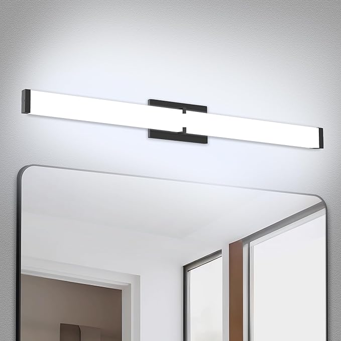 32 Inch LED Bathroom Vanity Light Cool White 5000K Black Modern Matte Bathroom Lighting Fixtures; Equivalent to Incandescent 300W for Over Mirror Vanity Light - ETL Certificated (1 Pack)