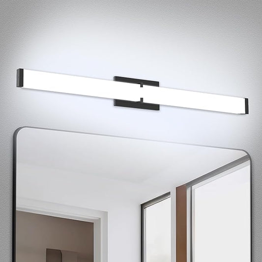 32 Inch LED Bathroom Vanity Light Cool White 5000K Black Modern Matte Bathroom Lighting Fixtures; Equivalent to Incandescent 300W for Over Mirror Vanity Light - ETL Certificated (1 Pack)