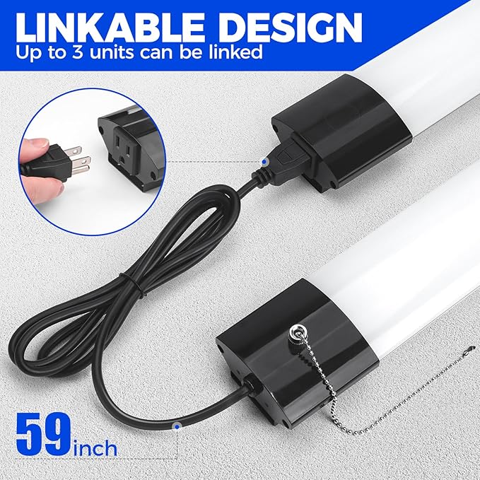Barrina BS84 LED Shop Light for Garage, 10000LM, 84W, 4FT, 6500K Linkable Light Fixture for Workshop, Basement, Hanging or Flush Mount, Heat Dissipation with Pull Chain Switch, 1 Pack