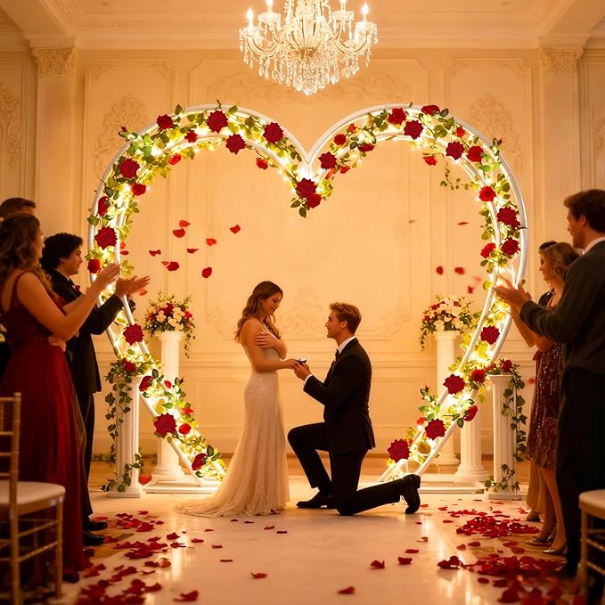 GOESWELL Rose Flowers Vines Garland Lights: 6FT Artificial Flower Vine Lights for Room Wall Decor - Fake Red Roses Hanging Vine Light Indoor for Wedding Arch Backdrop Decorations