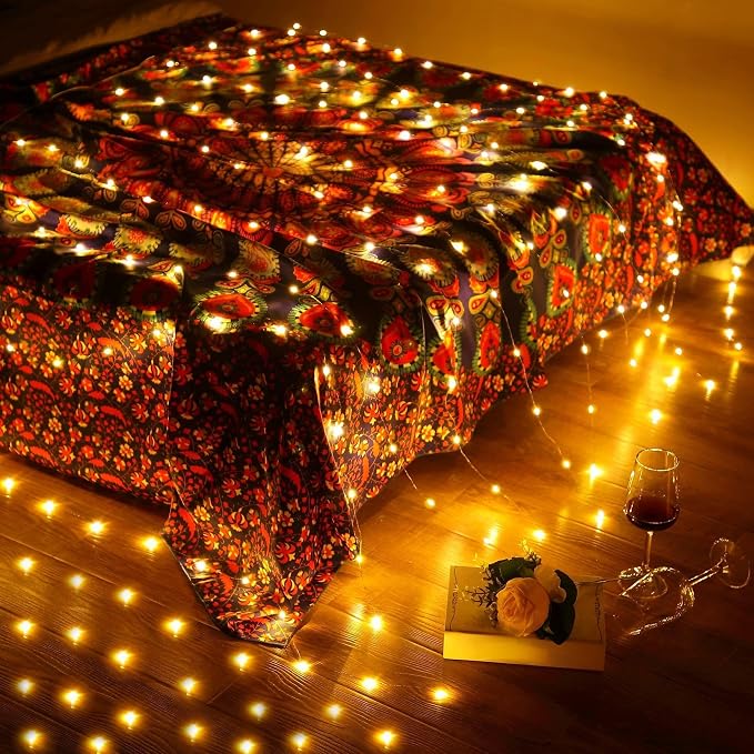 Tuanse 3 Pack 195 LED Curtain Tapestry Lights Backdrop String Lights, 6.5 x 5 Feet Hanging Fairy Curtain Light with 8 Lighting Modes and Remote for Bedroom Window Wall Indoor Outdoor Graduation Decor