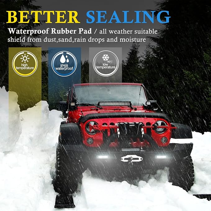 BUNKER INDUST 7" Inch Flood LED Light Pods,Pair Flush Mount LED Work Light 4800LM Light Bar Backup Driving Lights Waterproof for Truck Tractor Off Road 4x4 Jeep Pickup SUV ATV UTV Golf Cart