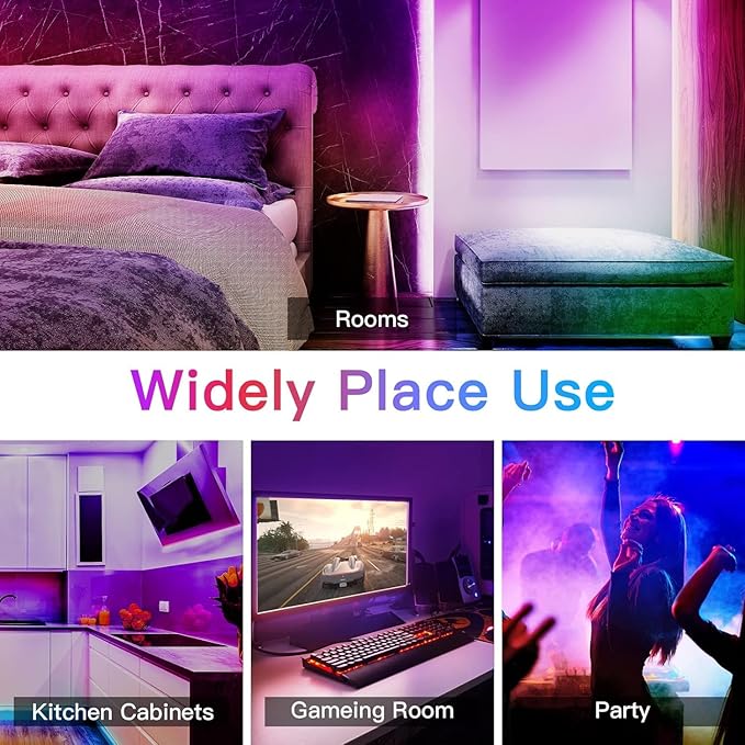 100ft Led Lights for Bedroom, APP Control Music Sync Color Changing,Ultra Long RGB 5050 Led Strip Lights with 44Keys IR Remote for Christmas Room Home Decoration.