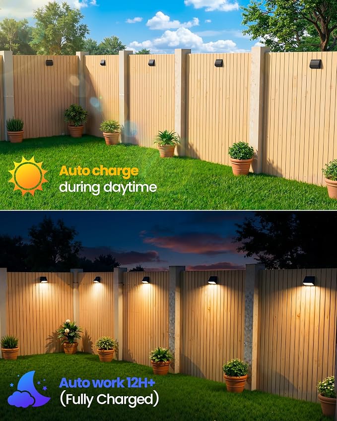 Bridika Solar Fence Lights with Remote, 8 Pack Bright 100 Lumen Fence Lights Solar Powered, 9 Colors&3 Modes, 1500 mAh Solar Wall Lights Outdoor IP65 Waterproof for Backyard, Deck, Patio, Garden