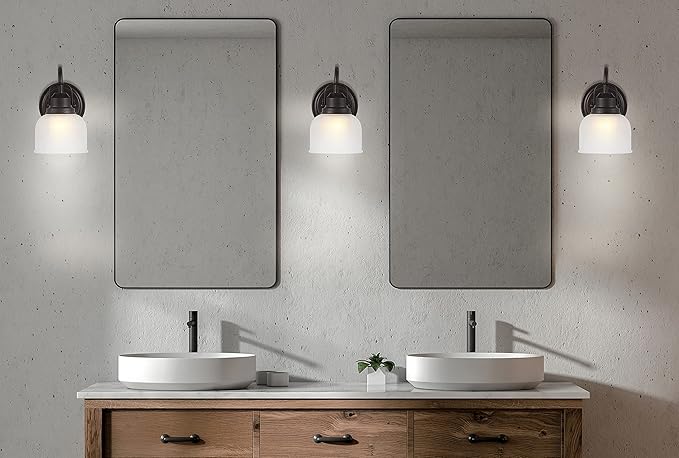 JONATHAN Y 5.75" Oil Rubbed Bronze Modern Bathroom Vanity Light, 1-Light LED Wall Sconce, Clear Glass Bell Shade for Mirror Hallway Kitchen, ETL Listed, LED Bulb Included (JYL7407C)