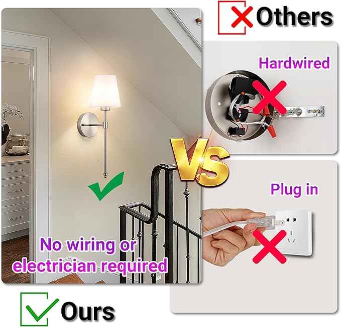 YHCDLAMP Battery Operated Wall Sconce Set of 2, Rechargeable Wall Sconce with 10000mAh Bulb and Remote Control, Up to 50 Hrs Use, RGB Dimmable Wireless Wall Lights for Living Room Bedroom Hallway