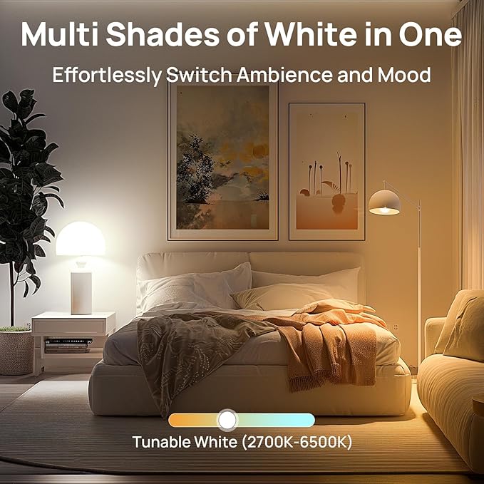 Linkind Smart Light Bulbs 6-Pack A19 E26, Tunable White 2700K-6500K (CRI>90), Compatible with Alexa & Google Home, 2.4GHz Wi-Fi & Bluetooth, 800LM 60W Equivalent