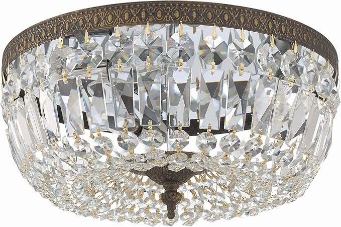 Crystorama 3 Light Spectra Crystal English Bronze Flush Mount