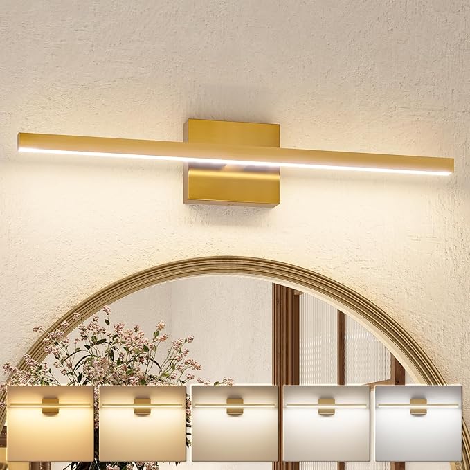 VOLISUN Modern Bathroom Vanity Light 24 inch, 14W Dimmable 5CCT Led Bathroom Light Fixture Over Mirror, Brass Bar Vanity Light for Bathrooms Mirror Cabinets Bedroom-ETL Certificated