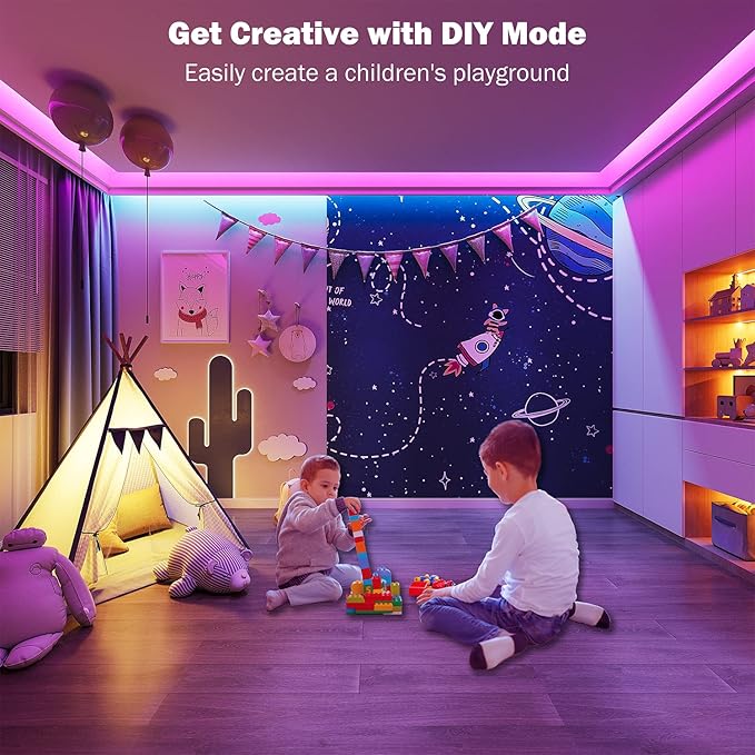 Leeleberd 50ft Led Strip Lights, Music Sync Color Changing Led Light Strips, App Control and Remote, Led Lights for Bedroom Living Room Party Home Decoration