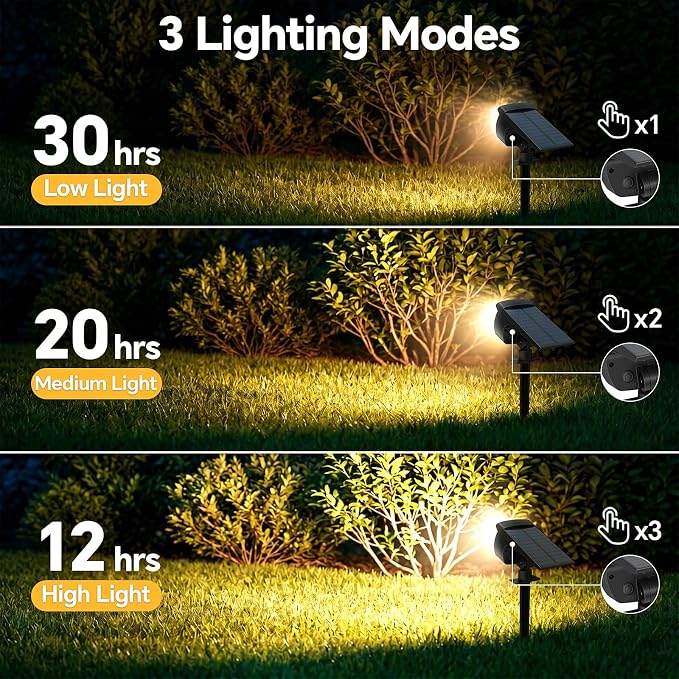 Solar Spot Lights Outdoor, 2 Pack 58 LED Solar Landscape Spotlights, Auto On/Off 3 Lighting Modes, 2-in-1 IP65 Waterproof Solar Landscape Lights for Yard Garden Pathway Tree