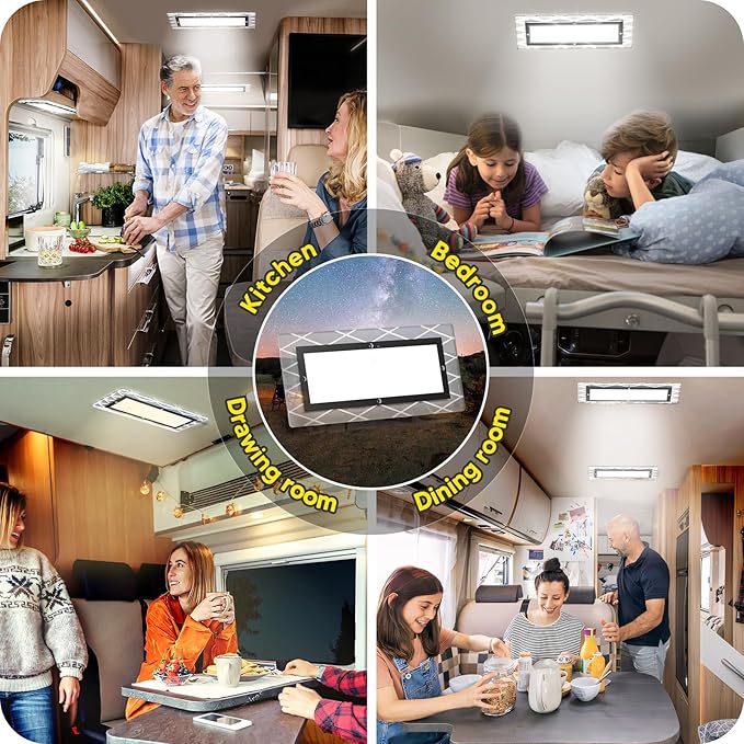 BlueFire 1800LM Bright LED RV Light Interior，DC12-30V Upgraded Brightness RV Ceiling Dome Lights, Dimmable Fixture with 4 Color Temperature for RV Camper Van Motorhome Boat Trailers (Large - 1 Pack)