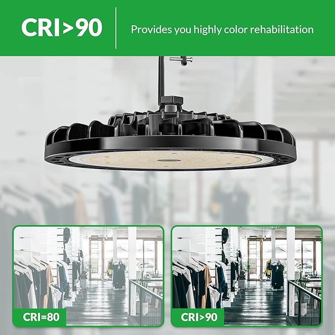 LED High Bay Light 150W, 22500 LM with US Plug 5ft Cable, 5000K Daylight, IP65 Waterproof, UFO LED Shop Lights for Warehouse Workshop Factory Barn Garage Area Lighting Fixture