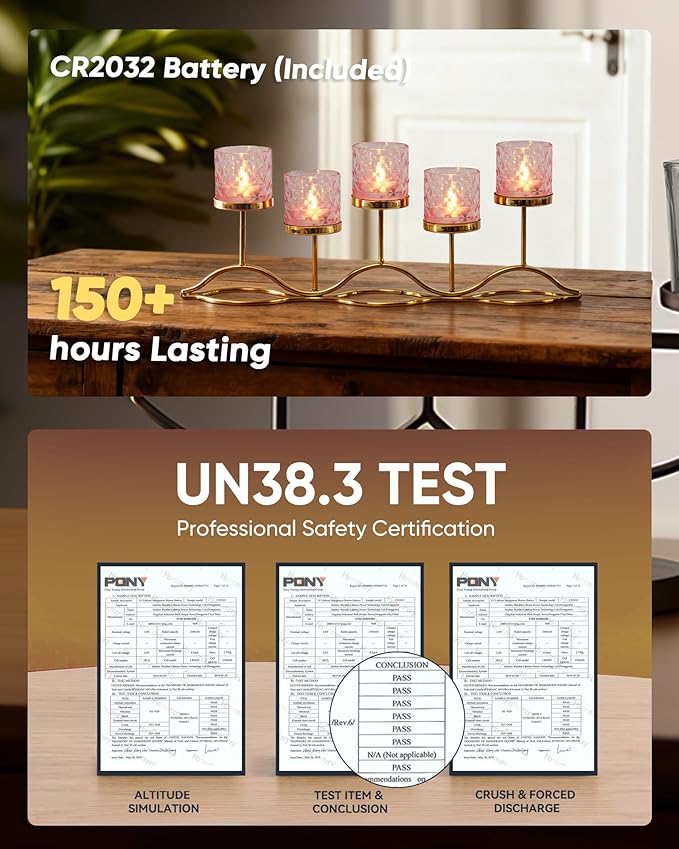 Homemory 2" x 2" Acrylic Votive Candle Holders with Auto Timer Flameless Led Tealight with, Battery Powered Fake Electric Candles for Wedding Centerpiece, Table, Christmas Decor (6Pack, Pink Base)