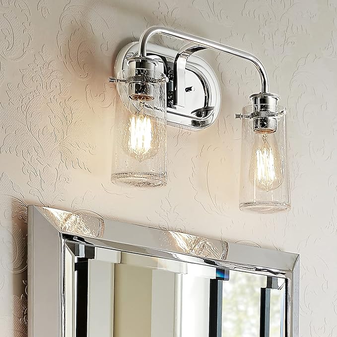 KICHLER Braelyn 14.75" 2 Light Vanity Light with Clear Seeded Glass Chrome