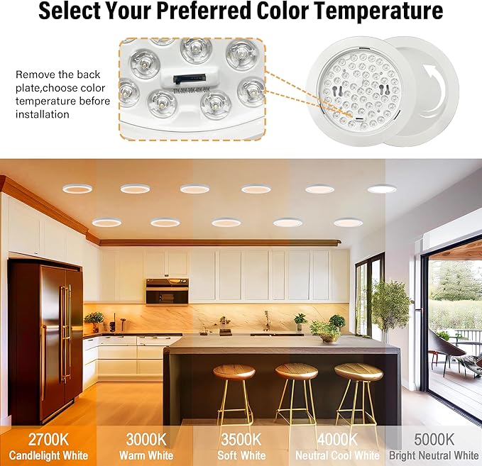 ETL 7 inch Small LED Flush Mount Ceiling Light Dimmable,Ultra Slim Round Flat Ceiling Lights 5CCT-2700K/3000K/3500K/4000K/5000K,Modern Ceiling Lamp for Closet,Kitchen,Bathroom 8 Pack(White)