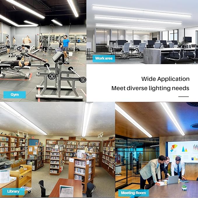 ANTLUX 8FT LED Shop Lights with 3 Watts/3 Lumens/3 CCT Selectable, 60W/80W/100W, 7000lm/9500lm/11500lm, 3000K/4000K/5000K Ultra Slim 8 Foot Strip Light, Wraparound Office Ceiling Fixtures, 4 Pack