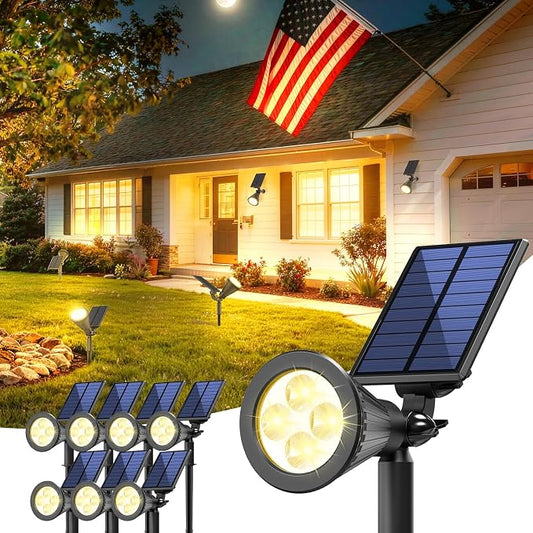 JEJOT 8 Pack Solar Lights Outdoor Waterproof,Warm White Light,2 Lighting Modes,Solar Powered Spotlights for Yard Garden Solar Spot Lights for Flag Landscape Auto On/Off