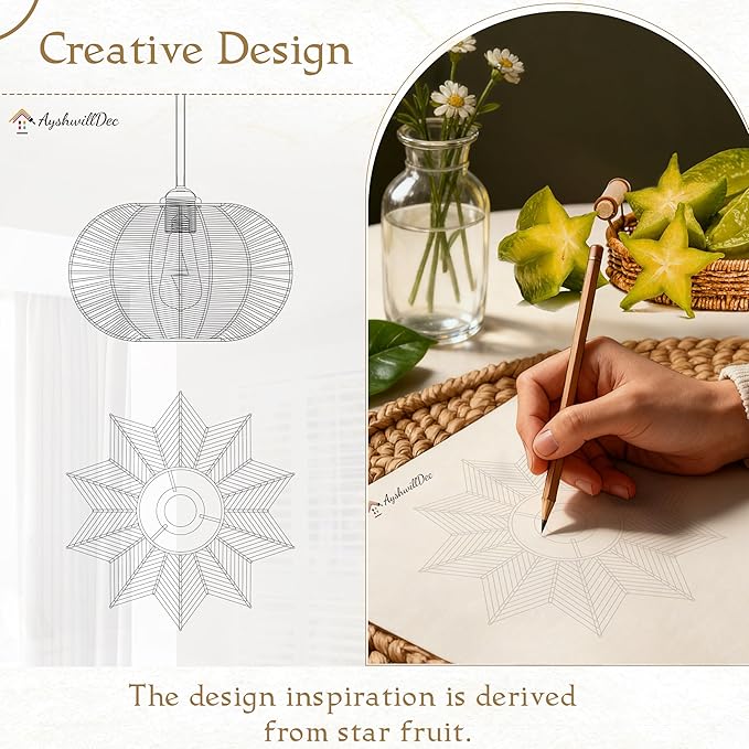 White Rattan Pendant Light 12.6 in Hemp Rope Rattan Light Fixture Woven Pendant Wicker Chandelier Boho Chandelier for Kitchen