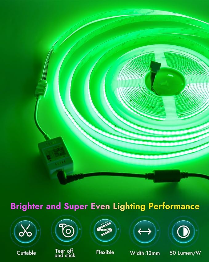 RGBW COB Led Light Strip 32.8FT/10M, 12mm Flexible Led Tape Light 6720LEDs, 24V/8A, COB Led Light 3000K/5000K Dimmable, Bright Smart Led Strip Lights for Bedroom, TV Backlight