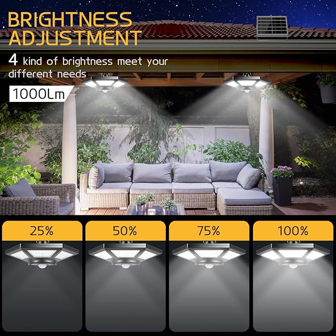 Deogos Solar Pendant Lights, Dual Head Solar Shed Lights with Motion Sensor for Outdoor,180 LED Solar Indoor Lights with Remote Control for Barn Gazebo Garage Garden Home