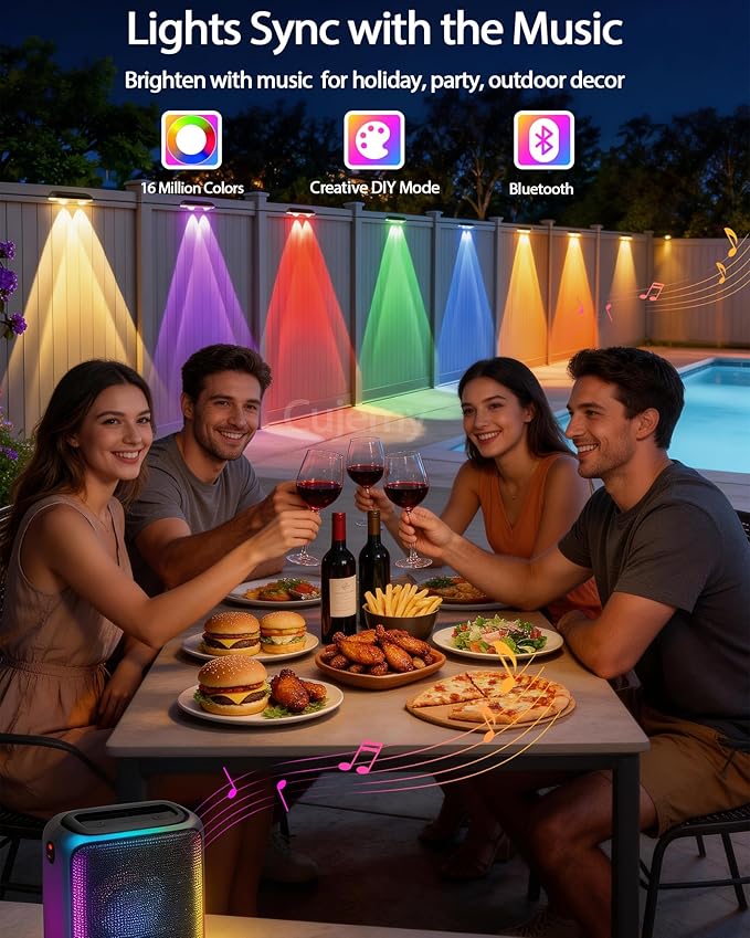 Outdoor Deck Lights 16 Pack, 100ft Smart RGB Outdoor Lights, APP, Remote Control, Waterproof LED String Light with Timer for Wall Fence Step Yard Stairs Pool Halloween Christmas Decor