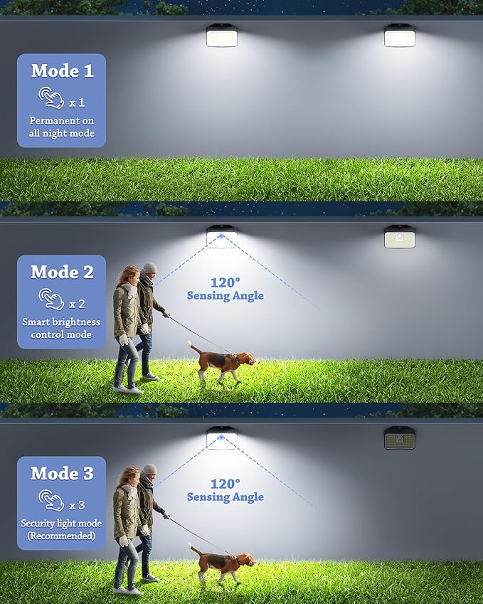 CLAONER 16-Pack Solar Motion Sensor Lights Outdoor, 168 LED Waterproof Security Light with 3 Modes, for Garden, Fence, Garage, Deck, Door Step