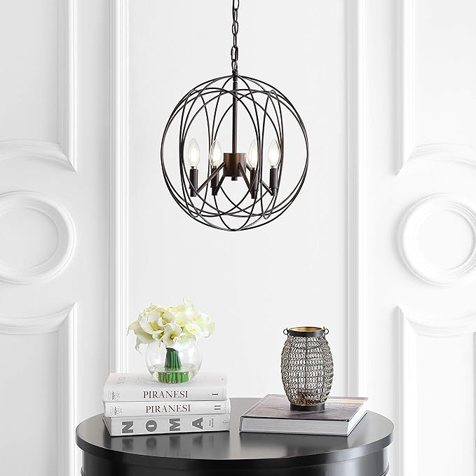SAFAVIEH PND4055A Cason Adjustable Dark Grey 4-Light (LED Bulbs Included) Pendant