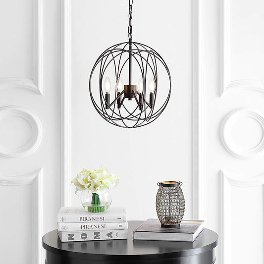 SAFAVIEH PND4055A Cason Adjustable Dark Grey 4-Light (LED Bulbs Included) Pendant