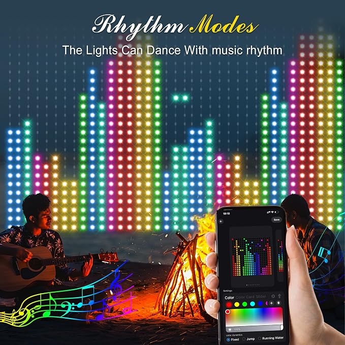 Smart Curtain Lights 400 LED, Color Changing American Flag Fairy Lights with APP & Remote 6.6 x 6.6 FT, DIY Waterproof Decor for Bedroom Backdrop Outdoor 4th of July Halloween Christmas