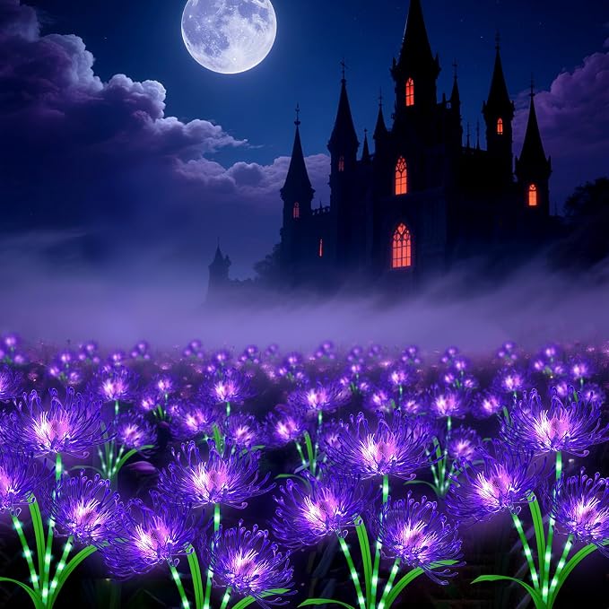 Solar Garden Flower Lights Outdoor, 6 Pack Purple Spider Lily Solar Lights with Glowing Stems, IP65 Waterproof LED Yard Decor for Patio Lawn Pathway,Gifts for Women Mom Grandma