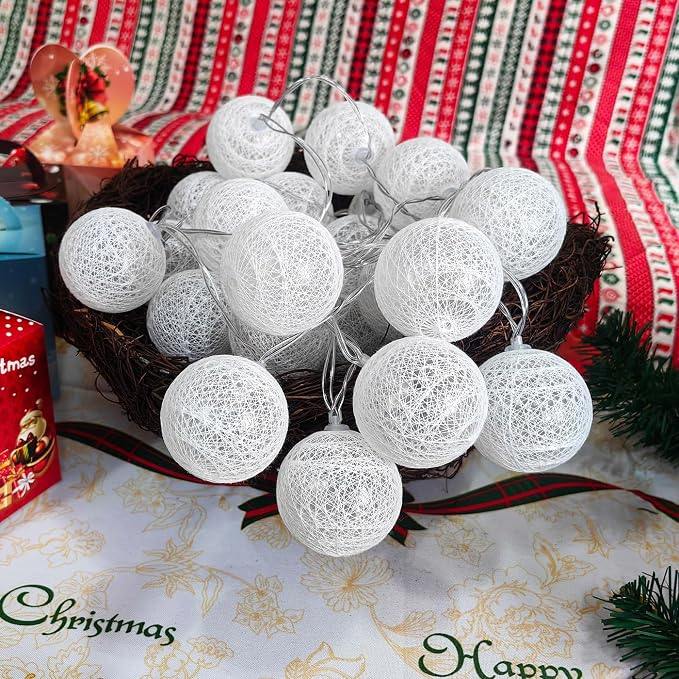 Gardeningwill 3M/10Ft 30 Warm White Ball LED Xmas Wedding Battery Operated String Fairy Light