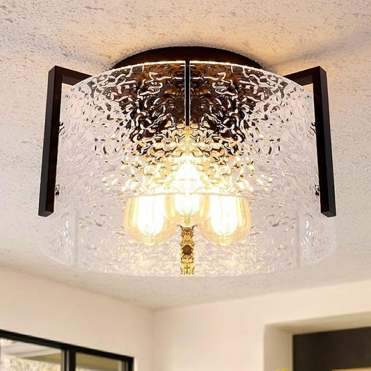 Bektas Semi Flush Mount Ceiling Light, Hallway Light Fixture,Entryway Light,Modern Bedroom Lampe,Metal Light Fixtures,Lighting Fixture Flush Mount for Kitchen Bathroom Dining Room (Black, 3-Light)
