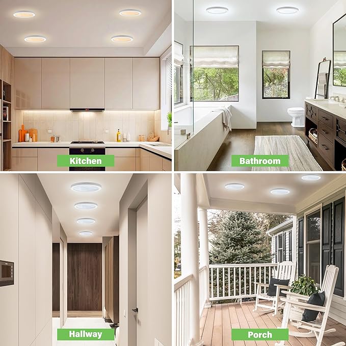 7.3" Flush Mount Ceiling Light Dimmable With ETL CERT, 5CCT LED Moon Style Round Light Fixture for Bedroom, Bathroom, Kitchen, Hallway, Basement, Closet, White 3Pack