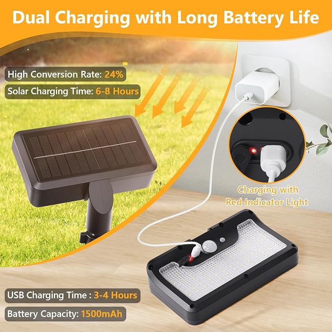 Clip On Solar Lights Outdoor with Motion Sensor, 360°Rotatable & Vertically Adjustable Solar Fence Lights with 92 LEDs (600 LM, 3000 K),IP65 waterproof Security light for deck, Gutter, Camping(4 Pack)