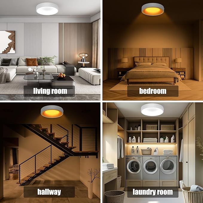 12 Inch LED Flush Mount Ceiling Light with Night Light, 5CCT & Dimmable, 20W 1550LM 2700K-5000K, Modern Round White Ceiling Fixture for Bedroom, Kitchen, Hallway, Living Room, Closets