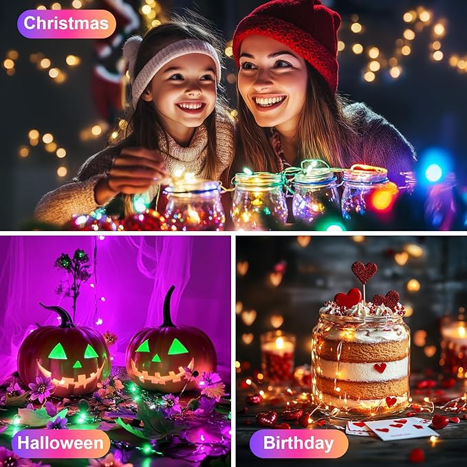 WS2812B Fairy String Lights Addressable Individually RGB IC, PVC Wire 16.4FT 50LEDs DC5V/2A for Twinkle Home Garden Bedroom Outdoor Indoor Decor(No Adapter or Controller) 1PC