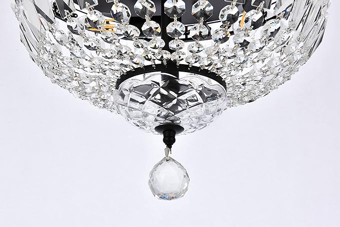 Elegant Lighting 2528F14G/RC Royal Cut Clear Crystal Tranquil 4-Light, Single-Tier Flush Mount Crystal Chandelier, Gold Finish