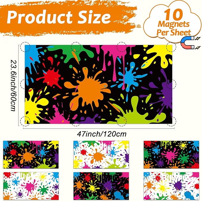 6 Pcs Fluorescent Light Covers with 60 Magnets Decorative for Classroom Ceiling Light 4 x 2 Feet Magnetic Lights Covers Filter Easy Install for Office Hospitals & Home Drop Ceiling Supplies (Painting)