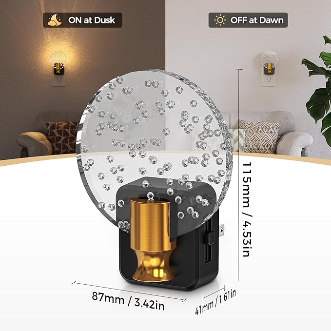 DORESshop LED Night Light, Decorative Bubble Night Light Plug Into Wall with Dusk-to-Dawn Sensor, Dimmable Nightlights for Bathroom Hallway, Bedroom,Kids Room,Stairway, Soft White