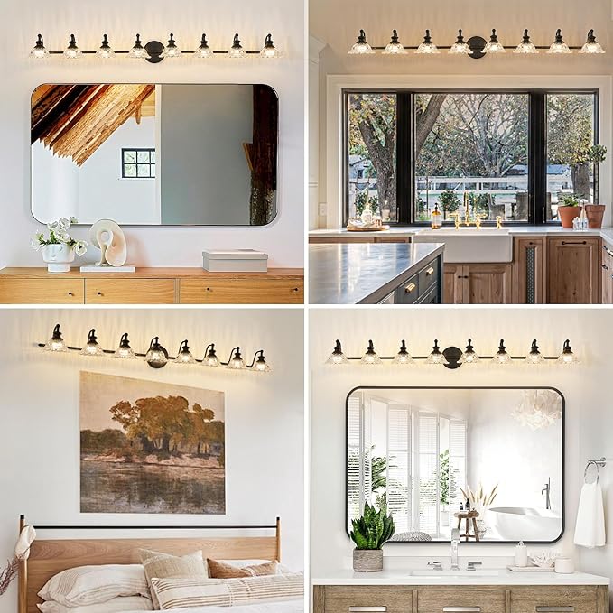 XIEDUN Bathroom Vanity Light Black 8 Light